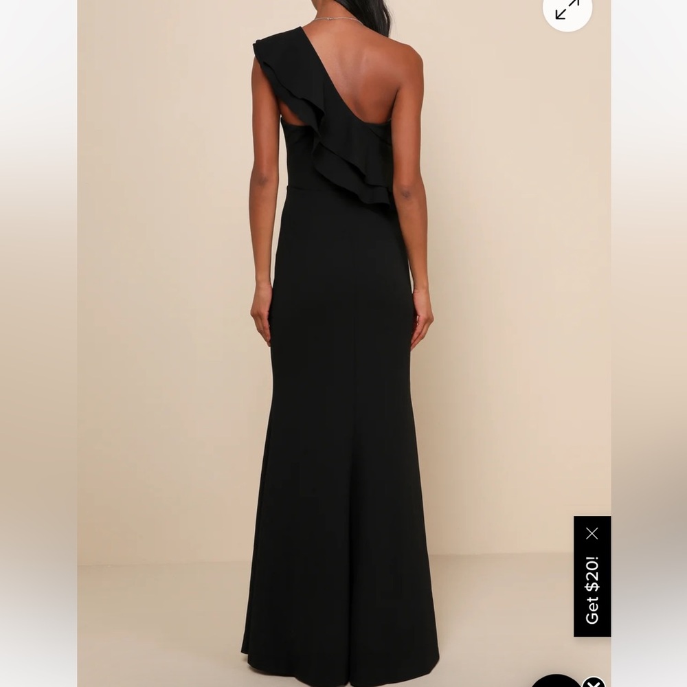 Lulus Grand Beauty Black Ruffled One-Shoulder Mermaid Maxi Dress - Picture 3 of 6